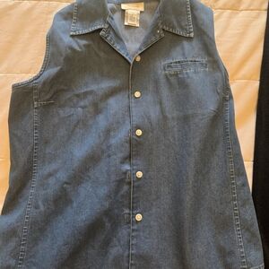 Talbots Dark Blue Denim Sleeveless Shirt